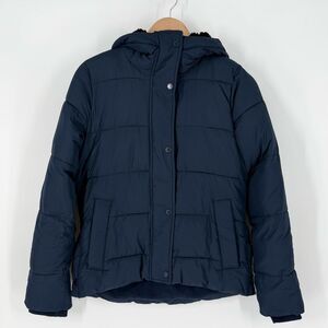 Abercrombie & Fitch Ultra Puffer Hooded Water-Resistant Jacket in Navy | Small